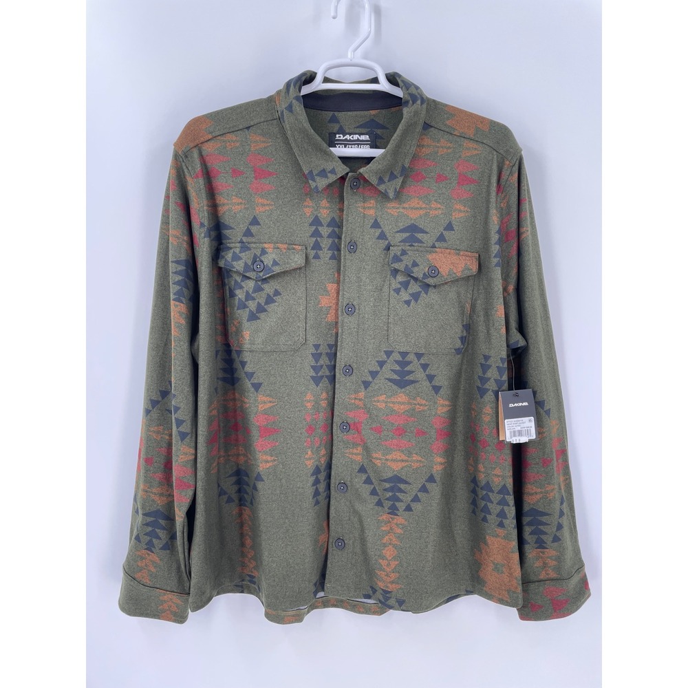 Dakine Aztec Fleece Shirt Jacket Olive Green Shacket Button Front Men's XXL NWT
